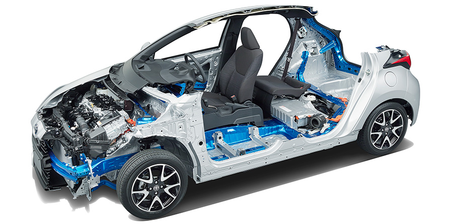 The new model Yaris adopts the newly developed TNGA platform (GA-B) for compact cars