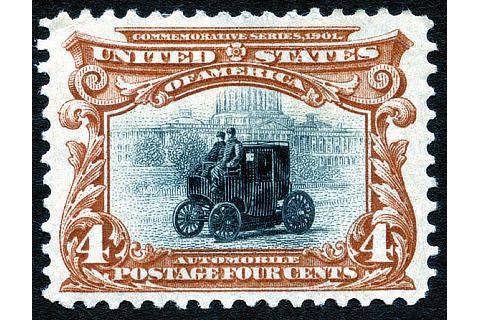 World's first automobile stamp: Columbia (1901, U.S.)