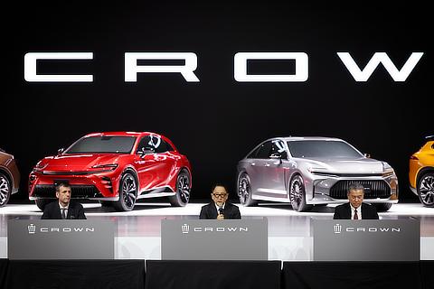 (Left to right) Simon Humphreys, Akio Toyoda, Hiroki Nakajima