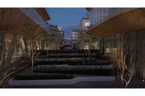 The slope of Woven City that features ramps and stairs