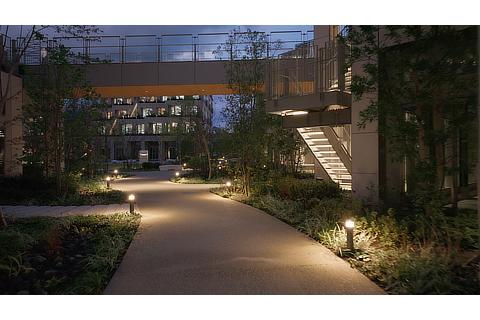 Brightly lit walkways in Woven City