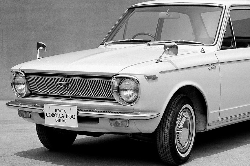 The first-generation Corolla was designed with a hood that has an enlarged center portion to allow for better air flow