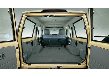 Land Cruiser 70 van cargo space with rear bench seats in stowed position (Japan commemorative re-release)