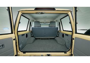 Land Cruiser 70 van cargo space with rear bench seats in use (Japan commemorative re-release)